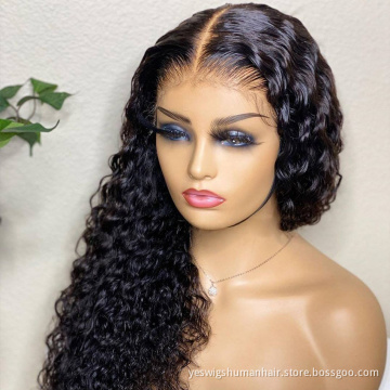 Transparent Lace Closure Wig Pre Plucked Raw Indian Virgin Water Wave Human Hair Cheap Full Hd Lace Front Human Hair Wig Vendor